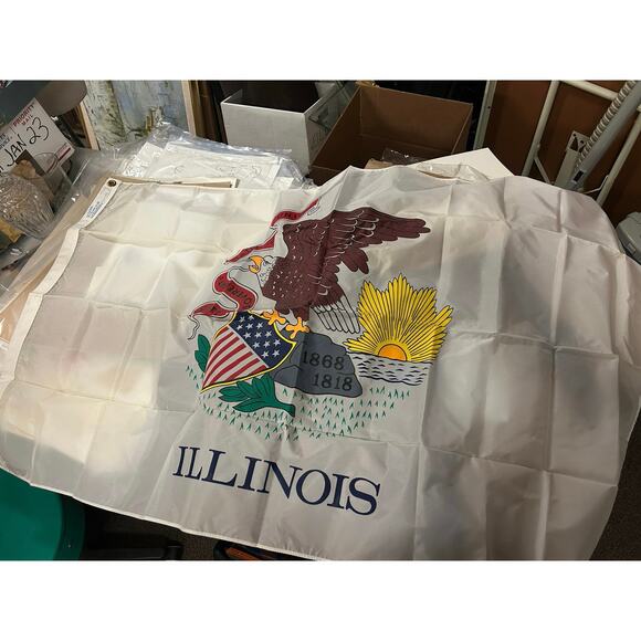 Never flown State of Illinois flag 3x5 National Nylon gift to IL State Senator - Picture 1 of 3